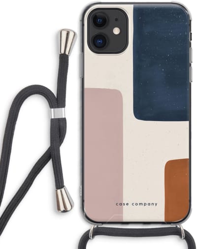 Case Company® - Hoesje met koord geschikt voor iPhone 11 hoesje met Koord - Geo #5 - Telefoonhoesje met Zwart Koord - Bescherming aan alle Kanten en Over de Schermrand