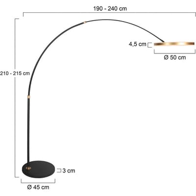 Vloerlamp Ringlux 4130GO met verstelbare hoogte, goudkleurige details, in kunststof en metaal, Steinhauer, voor binnengebruik, modern ontwerp, 4000 Lumen