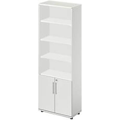 Schäfer Shop  Select Combikast Start Off, 6 ordnerhoogten, 2 ordnerhoogten met deur, afsluitbaar, B 800 x D 420 x H 2196 mm, lichtgrijs/lichtgrijs