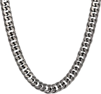 Lucardi Heren Gerecycled stalen herenketting gourmetschakel - Ketting - Staal - Zilverkleurig - 60 cm