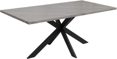 Eettafel MCW-O55, keukentafel Eettafel, industrieel MDF metaal 180 cm ~ marmerlook grijs