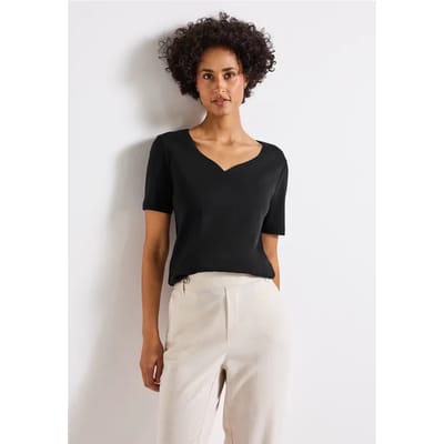 Shirt met hartvormige halslijn