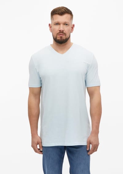 Katoenen mélange T-shirt met V-hals s.Oliver