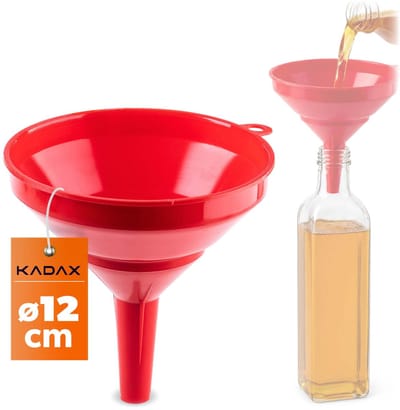 KADAX-trechter Ø 12 cm van voedselveilige kunststof, trechter met smalle uitloop, vulhulp voor flessen, keukentrechter, kunststof trechter voor in de keuken (rood)