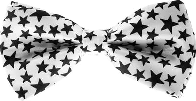 Fako Fashion - Vlinderstrik - Vlinderdas - Strik - Print - 12cm - Wit/Zwarte Sterren