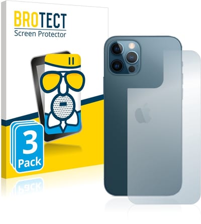 BROTECT - Screenprotector voor Apple iPhone 12 Pro (Achterkant) - Folie Beschermfolie Beschermglas matte 3 Stuks