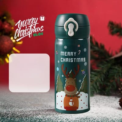 Kerstmis Hoge Uitstraling Niveau Thermosbeker Meisjes Schattige Draagbare Stuiterende Waterbeker Cadeau Roestvrijstalen Beker 300ml