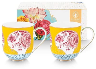 Pip studio-mok groot-Royal yellow-Set van 2-325ml-Porselein