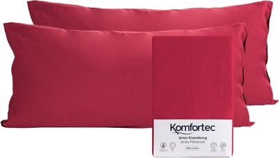 Komfortec Set van 2 Premium Jersey Kussenslopen 40x80 cm - Superzachte Kussenhoes – 100% Katoen – 150 g/m² - Rood