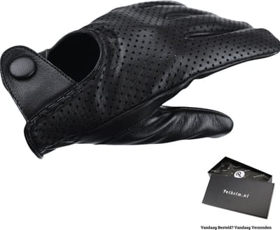 Leren handschoenen Heren - Retro Mesh - Leren Handschoenen Dames - Gemaakt van echt Lamsleer - Unisex - Zwart - Maat S