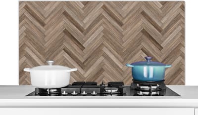 Spatscherm keuken 120x60 cm - Kookplaat achterwand Patronen - Hout - Bruin - Muurbeschermer - Spatwand fornuis - Hoogwaardig aluminium