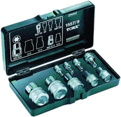 Dopsleutelset Torx - Torx doppen - Buiten Torx Schroeven - 9 Delig - E4-E20 - Oranje