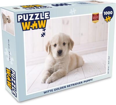 Puzzel Witte Golden Retriever puppy - Legpuzzel - Puzzel 1000 stukjes volwassenen