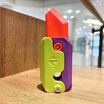 3D Print Zwaartekracht Mes Speelgoed Kub Springend Compact Radijs Mes Fidget Speelgoed Decompressie Duw Kaart Compact Wortel Mes
