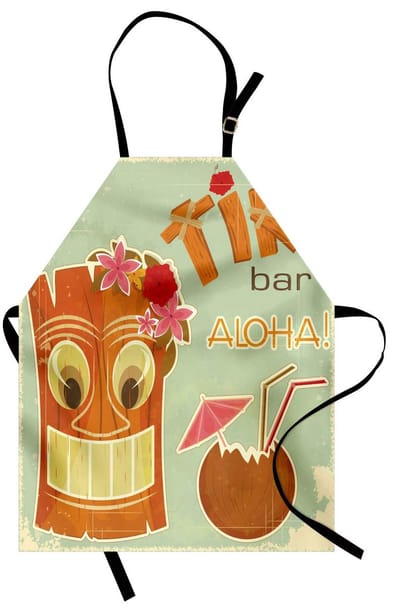 ABAKUHAUS Tiki-Bar kookschort, drinken Flora, kleurenfeest, in hoogte verstelbaar, wasbaar, heldere digitale druk, veelkleurig