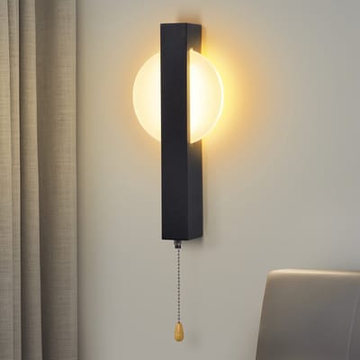NETTLIFE LED wandlamp - binnen - zwart - modern ganglamp - met trekschakelaar - 3000K - 6W
