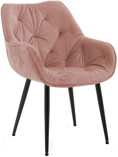 CLP Tanna Eetkamerstoel - Met armleuning - Velvet - Fluweel/roze