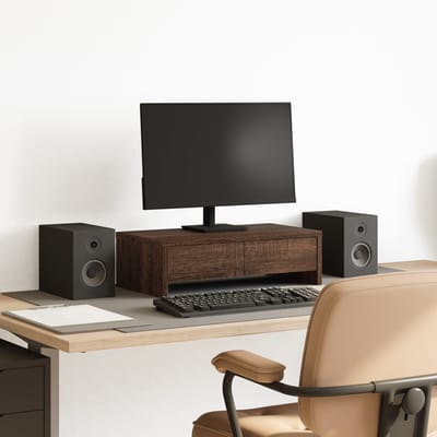vidaXL - Monitorstandaard - met - lades - 50x27x15 - cm - hout - bruin - eikenkleurig