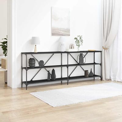 vidaXL - Wandtafel - Zwart - Eiken - 200 - x - 30 - x - 75 - cm - Bewerkt - hout