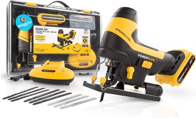 Powerplus accu decoupeerzaag POWXB50020 - 20V zaagmachine - 3000min-1 - brushless, met 20V accu en lader - gereedschap met 6 acc.