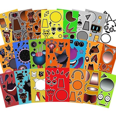 10/22/32 STKS Sprunki Stickers Maak-een-gezicht Stickers Maak Je Eigen Sprunki Sticker voor Klasbeloning, Boekdecoratie Kindercadeau Cadeau