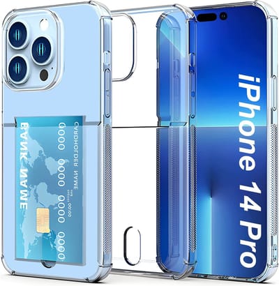 Hoesje Geschikt voor iPhone 14 Pro hoesje transparant Shockproof case met pashouder - Hoesje Geschikt voor iPhone 14 Pro hoesje met pashouder