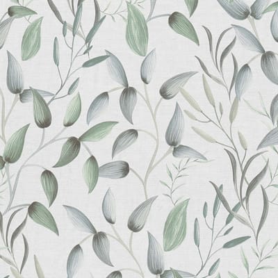 DELICATE BLADPATROON BEHANG | Elegant - groen wit grijs - A.S. Création PintWalls II