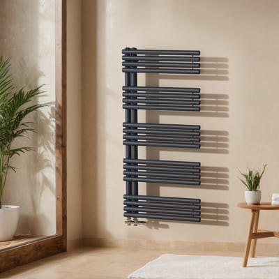 EMKE Handdoekradiator - Ronde Buizen - Mat Antraciet - 127x60 cm - 776 W - Badkamer Verwarming - CV Radiator