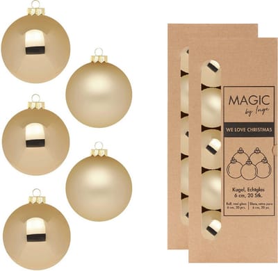 Inge Christmas Goods kerstballen - 40x st - brokaat goud - glas - 6 cm