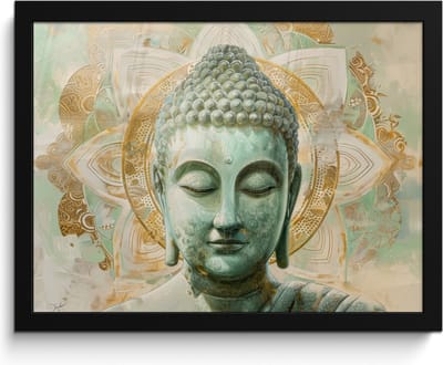 Poster in lijst - Fotolijst 40x30 cm - Posters - Buddha - Mandala - Modern - Spiritualiteit - Posterlijst zwart - Decoratie - Wanddecoratie woonkamer - Muurdecoratie slaapkamer