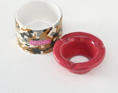 Asbak - 2 set - Camouflage - Keramiek - Ø 9 cm - Hoog 7.5 cm