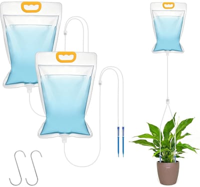 Thijox - 2 Stuks Automatische Irrigatiezak met Verstelbare Druppelsysteem 3,5 L - Duurzame Druppelirrigatie voor Planten, Tuin en Vakantie met 2 S-Hak