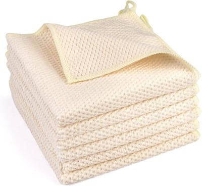 Set van 6 Ultra Fijne Microvezel Keukenhanddoeken 30x30cm, Super Absorberend, Zacht en Duurzaam voor Keukenreiniging, Afwas en Tafelonderhoud