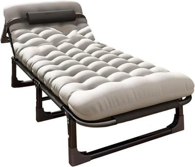 Opvouwbaar bed - Campingbedje slaapbed - Buiten ontspannen - 4 posities verstelbaar - 190 x 68 cm - Grijs