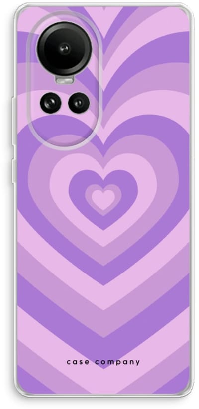 Case Company® - Hoesje geschikt voor Oppo Reno 10 hoesje - Hart Paars - Soft Cover Telefoonhoesje - Bescherming aan alle Kanten en Schermrand