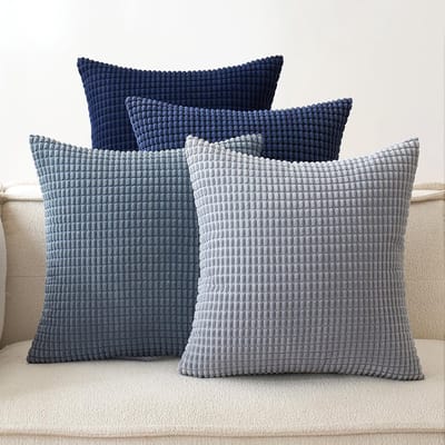 Dailygoods- Kussenhoezen Set van 4 - Decoratieve Kussenhoezen - Zachte Kussenovertrekken - 40 x 40 cm - Donkerblauw - Hoogwaardig Polyester - Kussenslopen