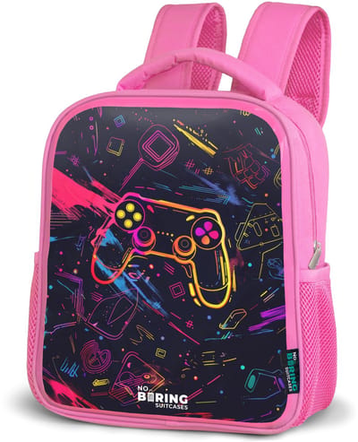 NoBoringSuitcases.com® - Rugzak roze - Schooltas meisjes - Gamerwereld in neonstijl - Kinder rugtas meisje - Boekentas kind - Kinderrugzak voor school - Schoolrugzak
