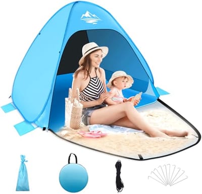 Pop-up Strandtent voor 2-3 Personen - Automatische Tent met UV50+ Bescherming - Draagbare en Waterdichte Strandtent