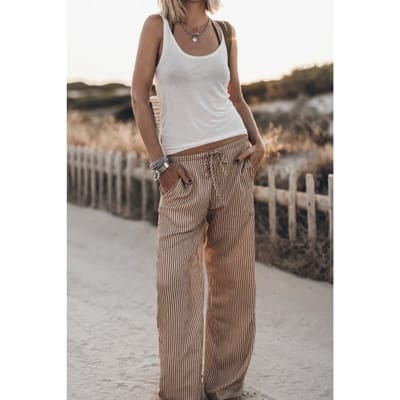 Mikuta The Striped Breezy Pants Brown Größe: S | Ausgestellte Hosen Outlet | Damen | Braun