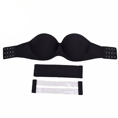 ATTREZZO® Strapless Push up BH - Variabel 70A tot 80A - Open rug - Zwart