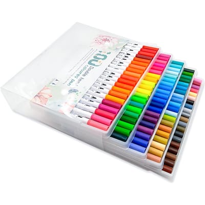 100 kleuren markers set dubbelzijdige gekleurde pennen fijne punt kunstmarkers voor kinderen volwassenen kleuren 100-color blue