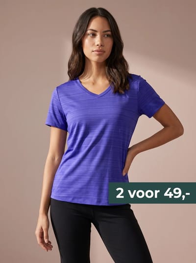 Sjeng Sports ADENA - Maat: XS Reflex Blue - Tennis Shirt Vrouwen - Sportshirt - 92% polyester, 8% elastaan, cationic dyed jersey