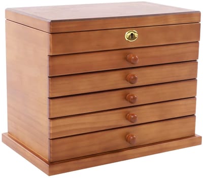 Juwelendoos – Voor vrouwen en meisjes – 6-laags organizer met spiegel – Opbergruimte voor kettingen, ringen, oorbellen en armbanden – Kleur: roze