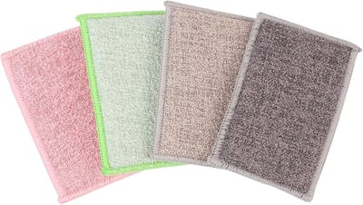Set van 4 wasbare sponzen – ultra-absorberend microvezel & krasvrij – zero afval voor milieuvriendelijke reiniging van keuken, badkamer en huis.