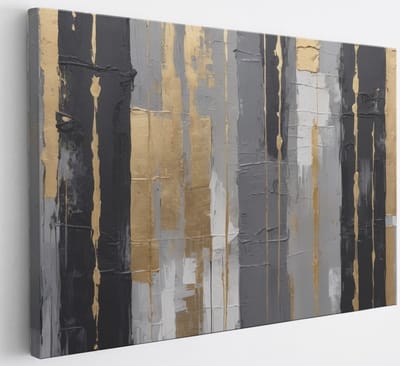 Saammp Canvas Schilderij - Zwart goud - Abstract - 30x20 - Foto op canvas - Wanddecoratie - Muurdecoratie Woonkamer - Slaapkamer decoratie - Canvas Print