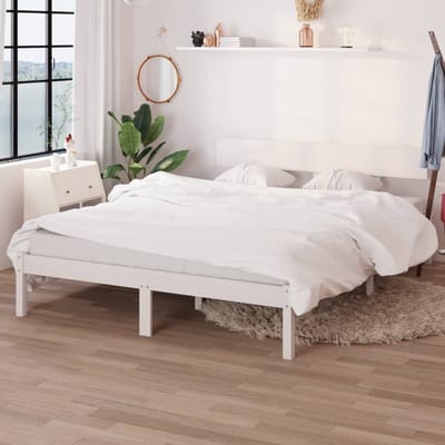 vidaXL - Bedframe - massief - hout - wit - 120x190 - cm