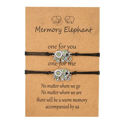 Bixorp Friends Vriendschapsarmbandjes voor 2 met Zilverkleurige Olifantjes - BFF ArmbandMeisjes - Best Friends Armband Vriendschap Cadeau voor Twee