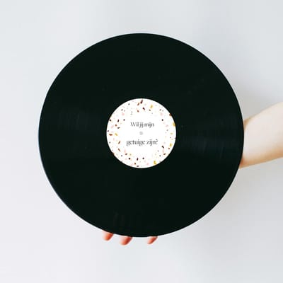 Vinylplaat - Lp - Vinyl plaat - Muziek cadeau - Getuige vragen - Wil jij mijn getuige zijn - Getuige vragen cadeau - Terrazzo design