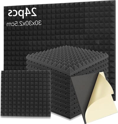Zelfklevend geluidsabsorberend akoestisch schuim - piramidevormige noppen - geluiddempingsmat - schuimpaneel - 24 stuks