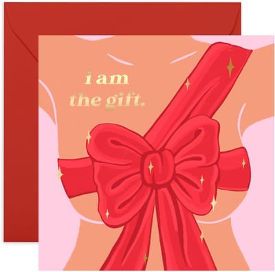 Dailygoods - Grappige Jubileumkaart 'I Am The Gift' - Verjaardagskaart voor Hem